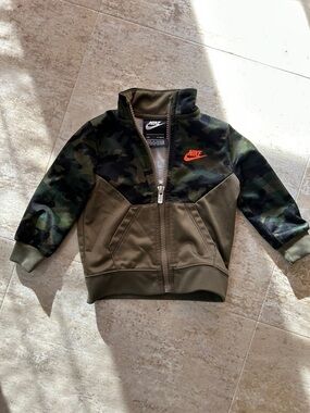 Nike Olive Green & Camo Kids Zip Jacket
